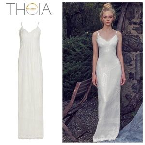 THEIA Camila Sequined-Lace Column Gown